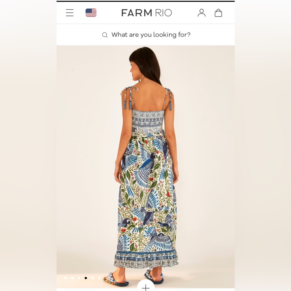 Farm Rio McCaw Flight Smocked Maxi Dress Sz S - Picture 3 of 9